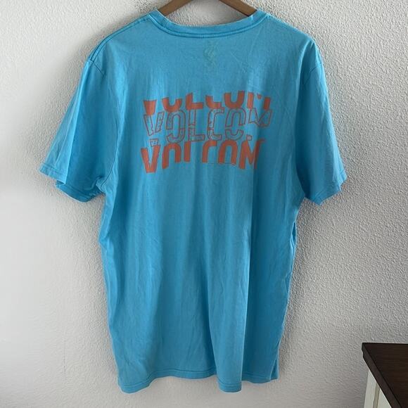 Volcom Blue Orange Graphic Surf Skate T-Shirt Tee XL - Picture 2 of 5
